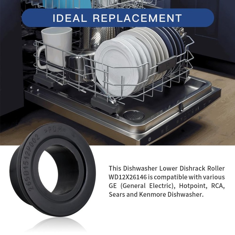 [Upgraded] WD12X26146 Dishwasher Wheels Lower Rack for GE, Lower Dishrack