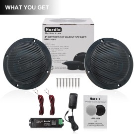 Herdio 4" Outdoor Marine Ceiling Speakers Waterproof 160W for Boat ATV UTV Car