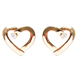 ACCESSORIESFOREVER Women Valentines Jewelry Crystal Rhinestone Chic Open Heart Earrings E927 Gold