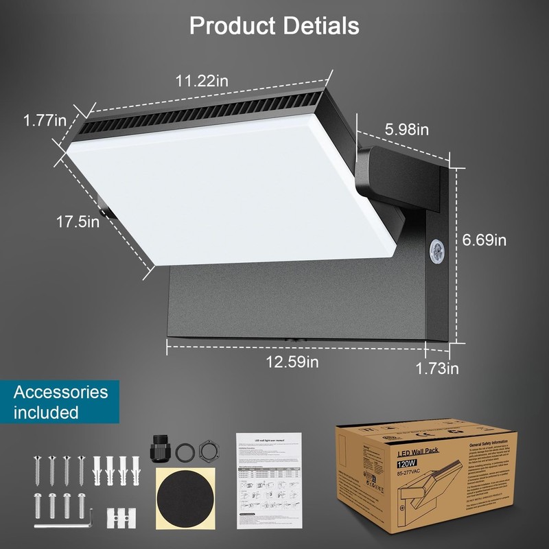 120W Modern Sleek LED Flood Light, 18000LM Area Light Dusk