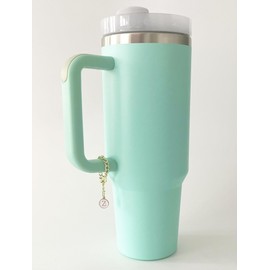 Tovly - 2 piezas de accesorios de copa Stanley con letra de identificación, con asa de letra inicial para vaso Stanley, Acero aleado, No es una piedra preciosa
