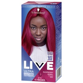 Schwarzkopf LIVE Ultra Brights Or Pastels, Vibrant Semi-permanent Pink Hair Dye, Lasts Up to 15 Washes, Raspberry Rebel 091