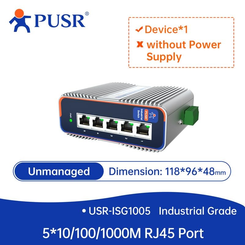 PUSR 5 Ports with 10/100/1000Mbps Gigabit Industrial Ethernet Switch -40°C