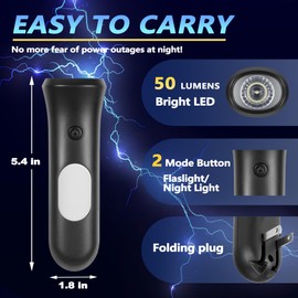 ROSSEX 4 in 1 Emergency Lights for Home Power Failure, 3 Pcs Rechargeable LED Flashlight Plug in Wall, Automatic Turn-On Power Outage Night Light Flashlight for Hurricane Preparedness Items, Black