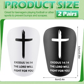 PullCrease 2 Pairs Mini Soccer Shin Guards Christian Faith 3.15 x 1.97 Inches Cross Small Shin Guards with Bible Verse Religious Soccer Football Pads for Kids Adult(Exodus 14:14)