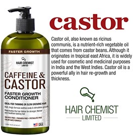 Hair Chemist Acondicionador de crecimiento más rápido con cafeína y castor 33.8 oz. - Acondicionador para el cabello para un crecimiento más rápido del cabello