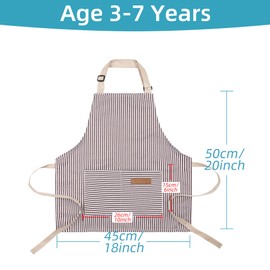 Kids Apron with Pocket,Adjustable Children's Waterproof Cooking Apron,kids Kitchen Bib Aprons for Cooking Baking Painting (Grey)
