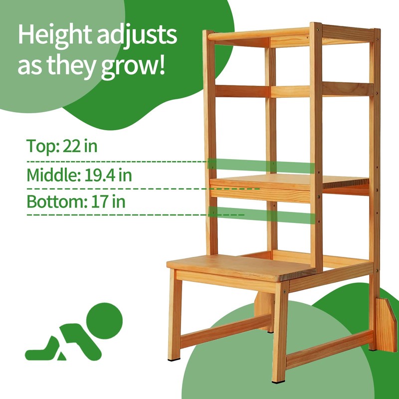 Zytty Toddler Step Stool Toddler Kitchen Stool, Adjustable-Height Toddler Tower