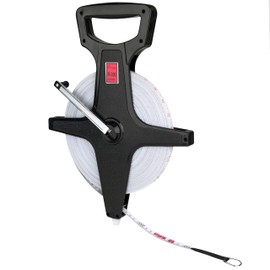 Champion Sports Open Reel Measuring Tapes – Durable Hand Crank with Metal Spike, Dual-Sided Feet & Meters, Perfect for Track & Field and Long Jump, 300 Feet/90 Meters