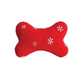 Dog Toys Snowflake Pattern Blizzard Bones Seasonal Plush Holiday Bright Squeaker (Red Bone)
