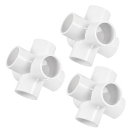 YOKIVE 3 Pcs PVC Pipe Fittings 6 Way Water Tube Elbow Pipe Connectors Adapters, Great for Home Drainage System, Garden Irrigation, Pool (White, 32mm)
