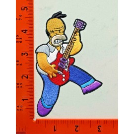 Unbranded Homer Simpson Guitar Patch Embroidered Iron-On Cartoon Music Badge