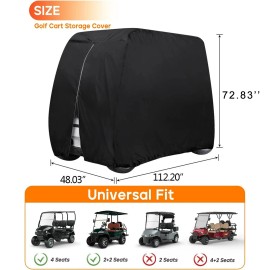 The Perfect Part 4 Passenger Golf Cart Cover Waterproof Enclosure Black For EZGO Club Car Yamaha