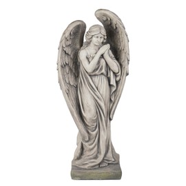 Outdoor Statues Angel Décor Garden Statue - Large Garden Angels Outdoor Religious Statues CatholicResin Concrete Finish Yard Patio Deck Home Entryway Hallway Sculpture 13.7*9.8*34 Inch LC Lcdecohome