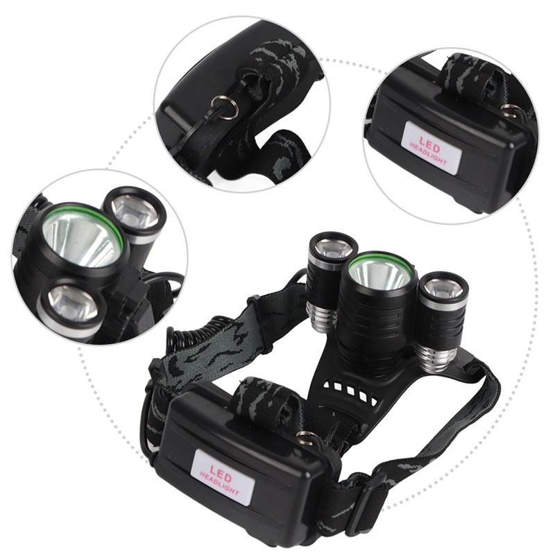 3LED 1T6+2R2 Aluminum Alloy Charging Strong Light Waterproof Head Lamp