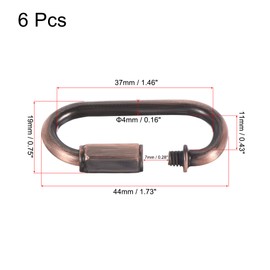 sourcing map Chain Connector, 4mm Thick Quick Link Screw Lock Oval Clips for Chandelier Pendant Lights Red Bronze Pack of 6