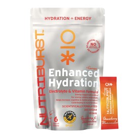 Nutriburst - Enhanced Hydration + Energy - Electrolytes + 11 Vitamins & Minerals • Energy • Natural Caffeine • Performance - Suitable for Vegans - 6 Pack: Strawberry & Watermelon