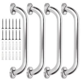 MIVIDE Set of 4 Stainless Steel Shower Grab Bars 30 cm Shower Stainless Steel Bathtub Handles for Seniors and Children (30 cm with Mounting Accessories)