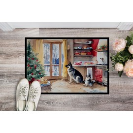 Caroline's Treasures DAC3856JMAT Norwegian Elkhound Christmas Cookies Doormat Front Door Mat Indoor Outdoor Rugs for Entryway, Non Slip Washable Low Pile, 24H X 36W