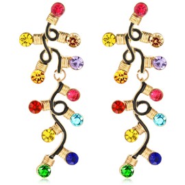 GAUEIOUR Christmas Earrings For Women,Cute Tree Lantern Christmasear Pendant Earrings,Colorful Holiday Alloy Earrings For A Novel And Lovely Christmas