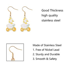 FUSTMW Duck Dangle Earrings for Women Cute Duck Gifts for Duck Lovers Jewelry Duckling Gifts Duck Inspirational Gifts, No Gemstone