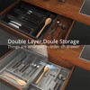 Kurberson Double Layer Silverware Organizer with Lid, Utensil Holder with