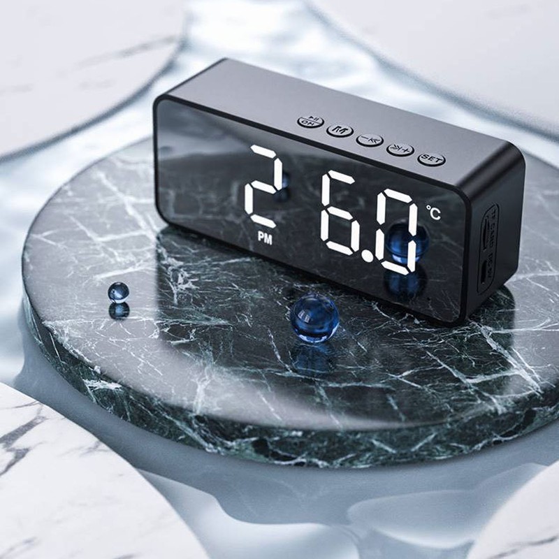 Mirror Alarm Clock Bluetooth Speaker Rechargeable Digital Alarm Clock Bluetooth