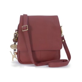 Catwalk Collection Handbags - Women's Leather Shoulder Bag - Crossbody Bag/Handbag Medium Size - Adjustable Removable Strap - Metro, red