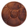 FELTECHELECTR Round Acacia Wood Snack Plate with Compartments for Dried