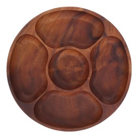 FELTECHELECTR Round Acacia Wood Snack Plate with Compartments for Dried Fruits Nuts and Candies Stylish and Easy to Clean Dessert Platter for Entertaining