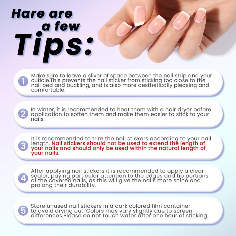 Oauee Semi Cured Gel Nail Strips | 20 Gel Nail