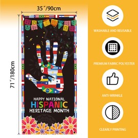 Hispanic Heritage Month Door Cover,Latin American Banner Spanish Heritage Month Decorations Door Banner Decoration Supplies for Classroom Home Office House Party Decor-71 × 35inches