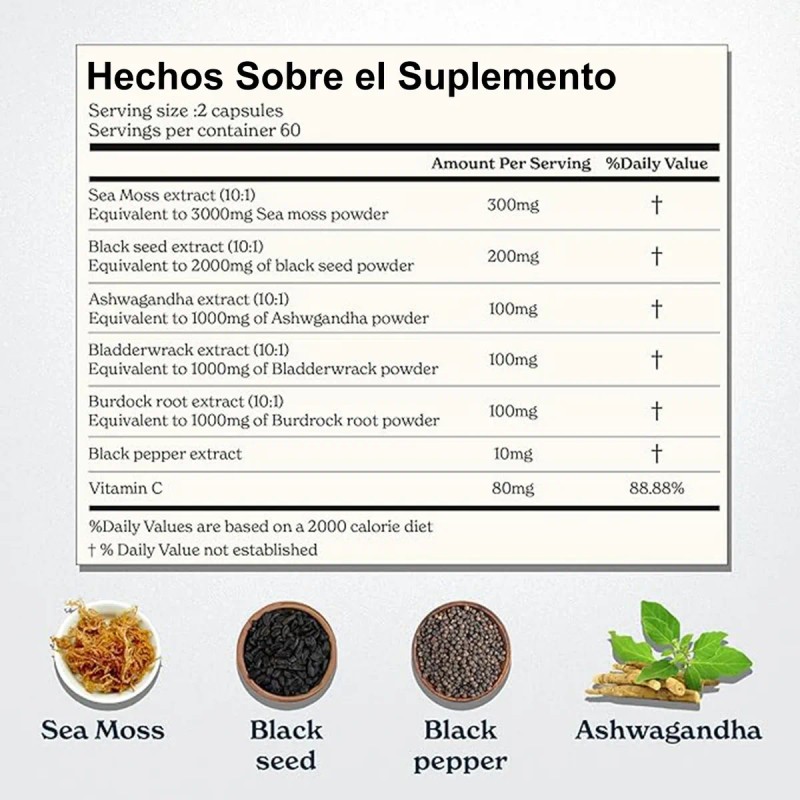 Moss Shilajit 120 Capsules Anti-envejecimiento
