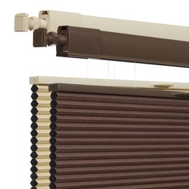 No Drill No Tools Cellular Shades for Windows, Top Down Bottom Up Honeycomb Blinds, Blackout Cordless Window Blinds for Indoor Windows, Easy to Install,Blackout-brown32.5" W X 36" H