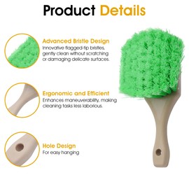 Nanoskin Pro-Grade 8.5" Car Detailing Brush - Durable Green Polystyrene Flagged Bristles, Acid Resistant, Gentle Surface Cleaning, Auto Wash, Tire & Wheel Scrub, Professional Automotive Detailer Tool