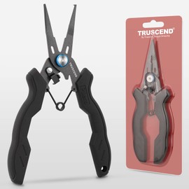 TRUSCEND Fishing Pliers Saltwater with Mo-V Blade Cutter, Corrosion Resistant Teflon Coated Muti-Function Fishing Gear as Split Ring Plier Line Cutter Hook Remover, Fishing Gifts for Men Unique