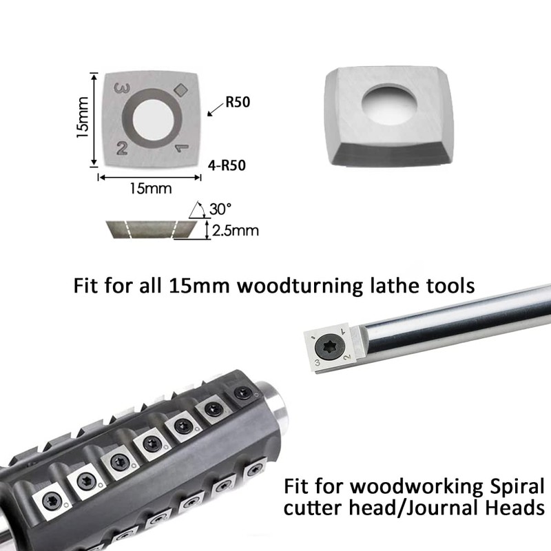 CDBP 15mm Square with 2"Radius Carbide Inserts Cutters 15×15×2.5mm-R50 Replacement