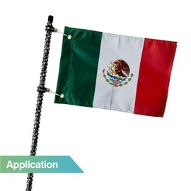 1 pc Mexico Flag with Mount for 5150 Whip Lights (Fit 1.9~2.2cm pole) or Antenna Flag Poles, 18" x 12" Double Sided Whip Light Mexican Flags for UTV ATV Jeep Off-Road RZR Polaris Truck Boat