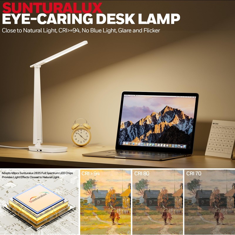 Honeywell LED Desk Lamp for Home Office, Eye-Caring Light with