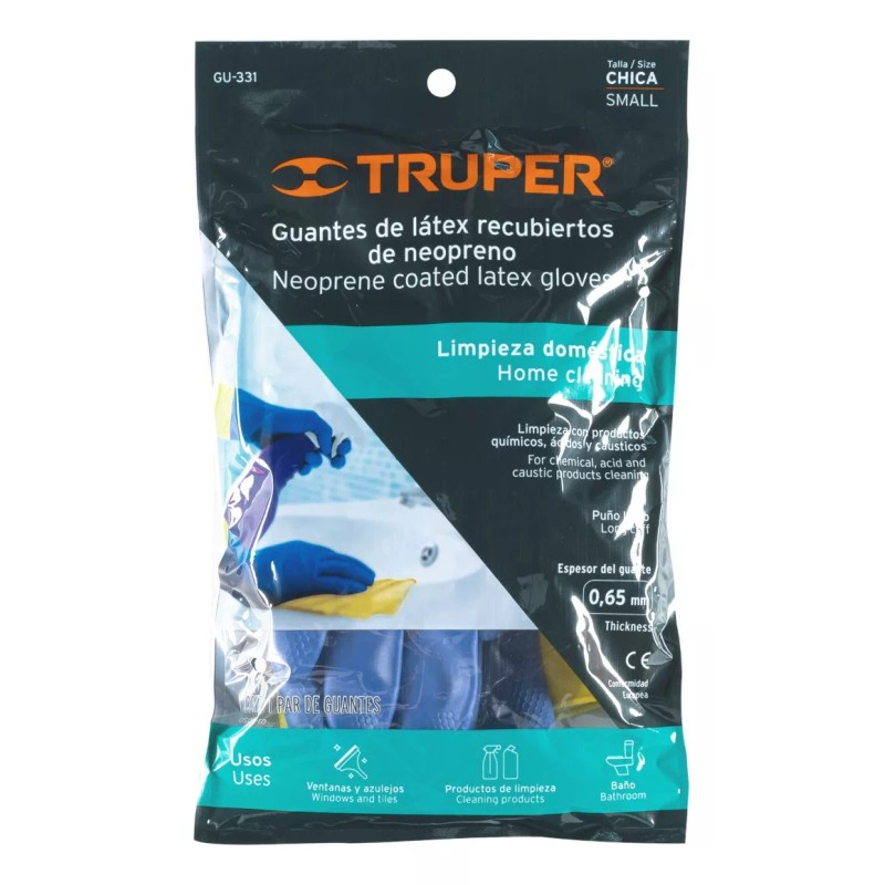 Truper Guantes De Látex Reforzados Para Limpieza, Chicos 13297