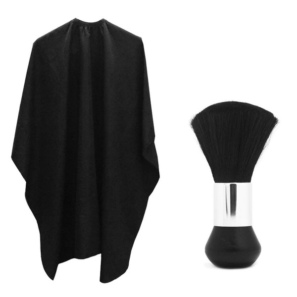 Professional Hair Salon Nylon Cape with Metal Adjustable Closure & Neck Duster, SourceTon Light Weight Extra Long Cape (60 inch X 47 inch) and Neck Duster Brush, Perfect for Barbershop and Salon