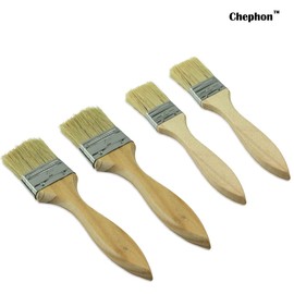 Chephon Natural Bristles Pastry Basting Brushes Set with wooden handle for Baking Kitchen Cooking BBQ Grill and Basting Oil Sauce and Marinade, 4 Pack