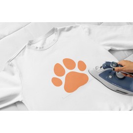 Paw Print Iron On Decal, Versatile DIY Iron-On Decal: 28 Colors, 5 Sizes for T-Shirts, Sweatshirts, Bags, Hats & More, HTV Graphic Patch for Animal Lovers, Ready To Apply (Black Glitter)