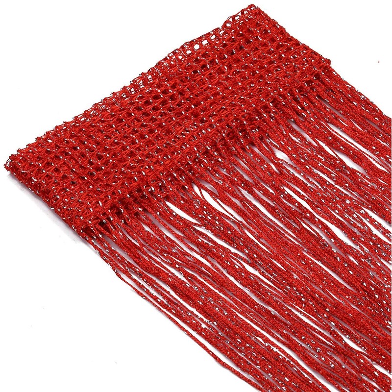 WedDecor Red String Curtains Glitter Fringe Panel Fly Screen Room