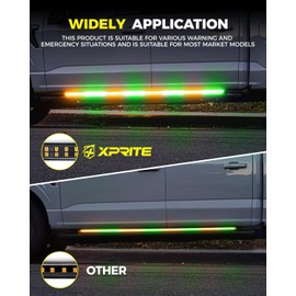 Xprite 2PCS 70 Inch Running Board Lights, 864 LED Emergency Strobe Light Strip, Truck LED Light Strip, Flexible Waterproof Running Board Emergency Lights for Trucks Pickup SUV Jeep – Amber & Green