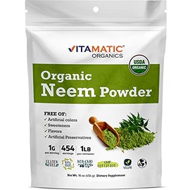 Vitamatic Certified USDA Organic Neem Leaf Powder 1 Pound (16 Ounce)