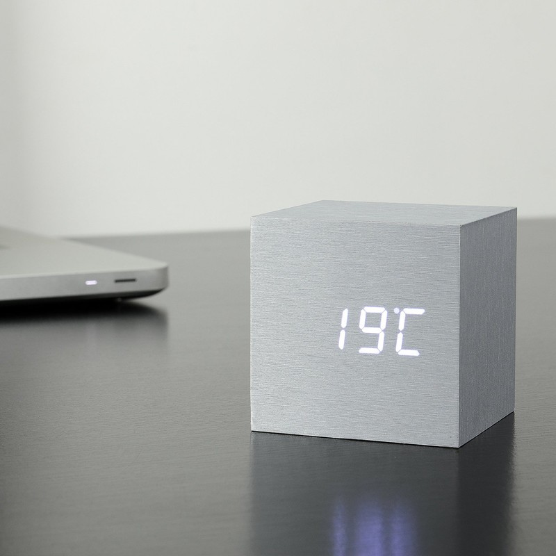 Gingko Cube LED Click Clock Alarm Clock with Sound Activation