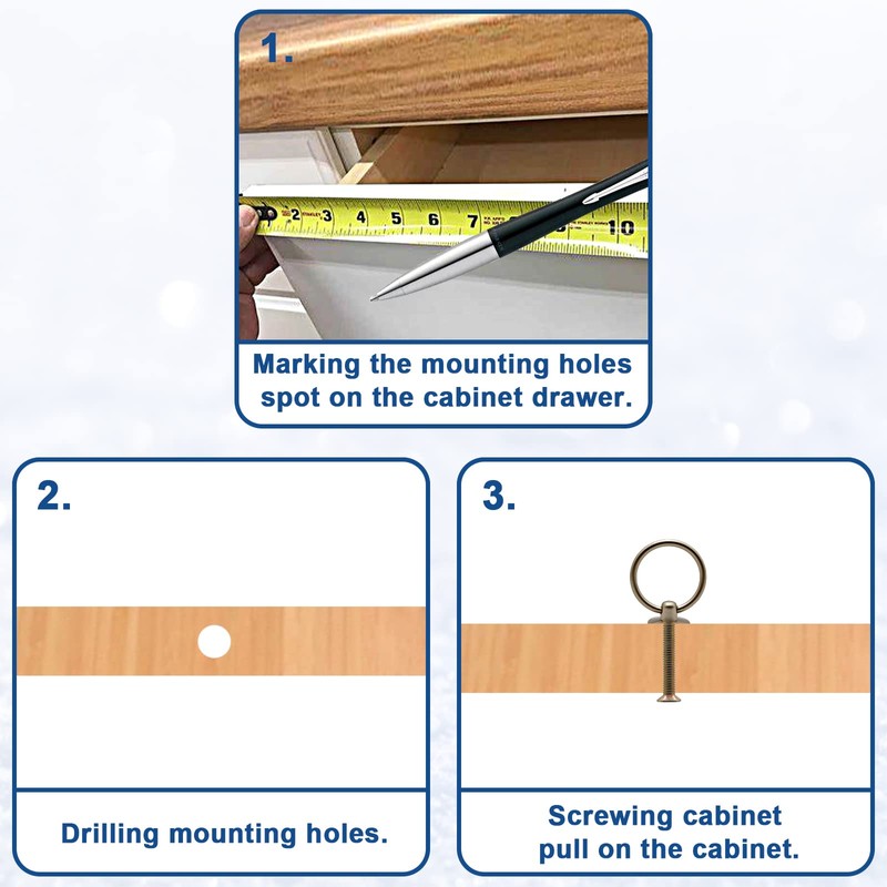 Luomorgo 6 Pcs Champagne Gold Ring Pull Handle Knobs, Modern