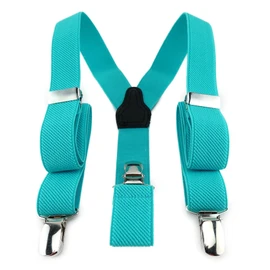 TigerTie Children's Y-shaped braces with 3 extra strong clips, high-quality workmanship, width 25 mm, turquoise