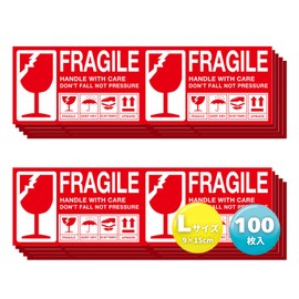 Handling Caution Seal Crack Mono Seal Fragile Item Packaging Label Luggage Tag Seal (L(100 Sheets)) ND-0185-R02-L-100